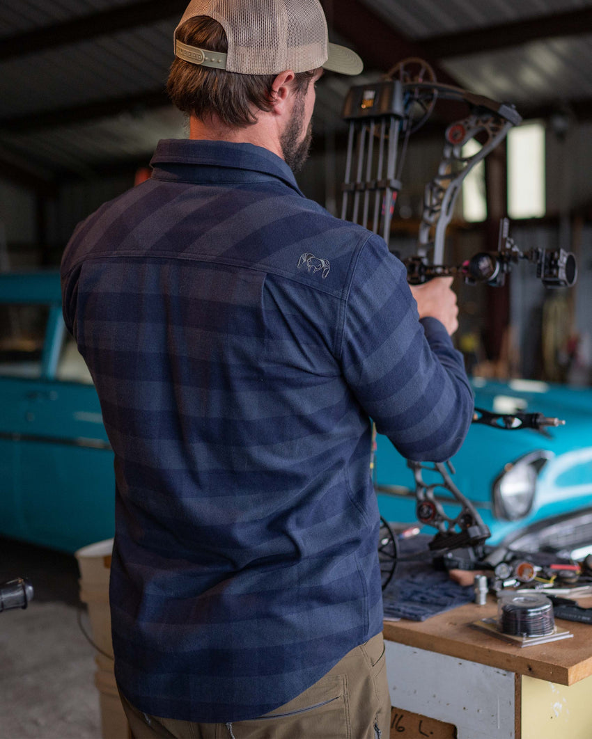 Outlet Field Flannel Shirt | Steel Blue Buffalo Check